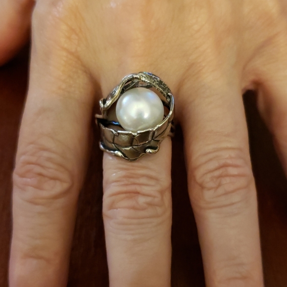 Sterling 925 silver and cultured freswater pearl - Picture 1 of 6